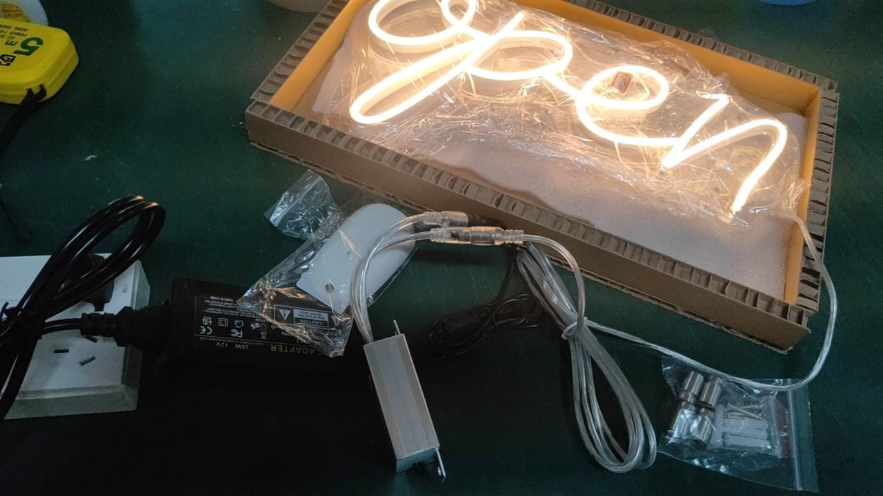 Customer photo review of Vintage Neon Open Sign Storefront Led Light