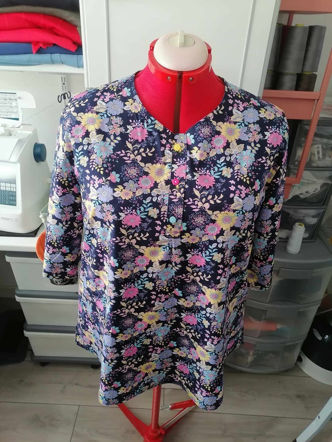 Customer photo review of Floral Drawings Rose & Hubble Cotton Poplin Fabric