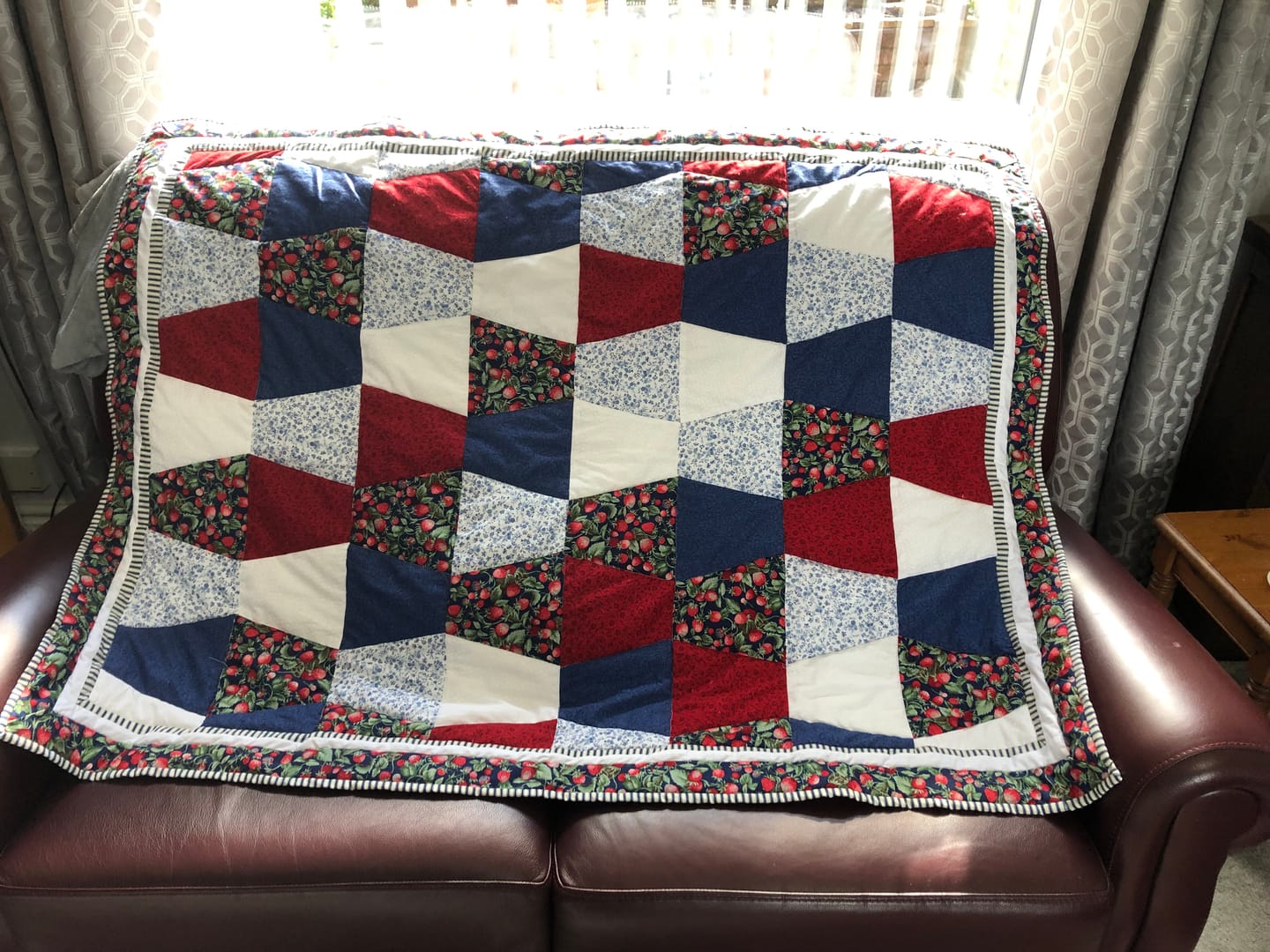Customer photo review of Ticking Stripes Rose & Hubble Cotton Poplin Fabric