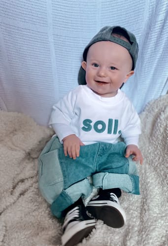 Customer photo review of Kids Two-Tone Denim Pants