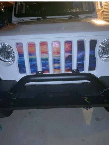 Customer photo review of Colorful Beach Theme Jeep Grille Insert