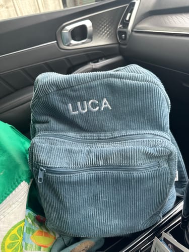 Customer photo review of Corduroy Backpack - Blue