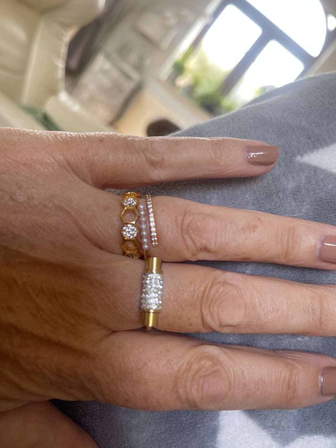 Customer photo review of “Wrap Me” Pearl & Crystal Ring