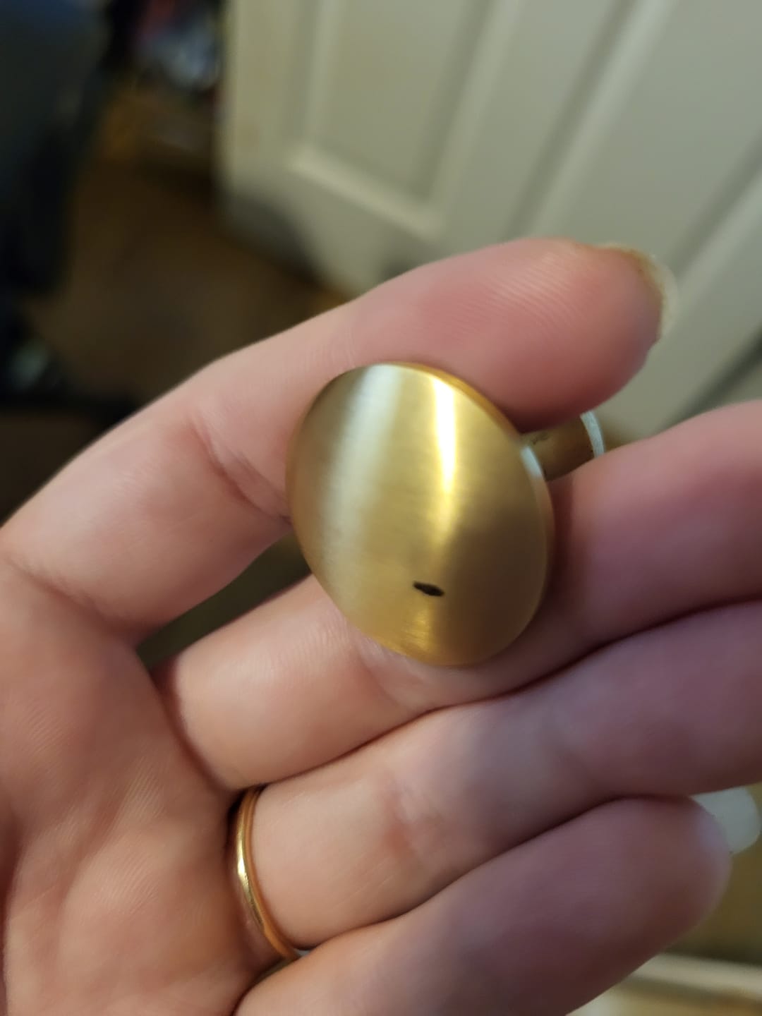 Customer photo review of Classic Brushed Satin Brass Cupboard Handles | Unlacquered