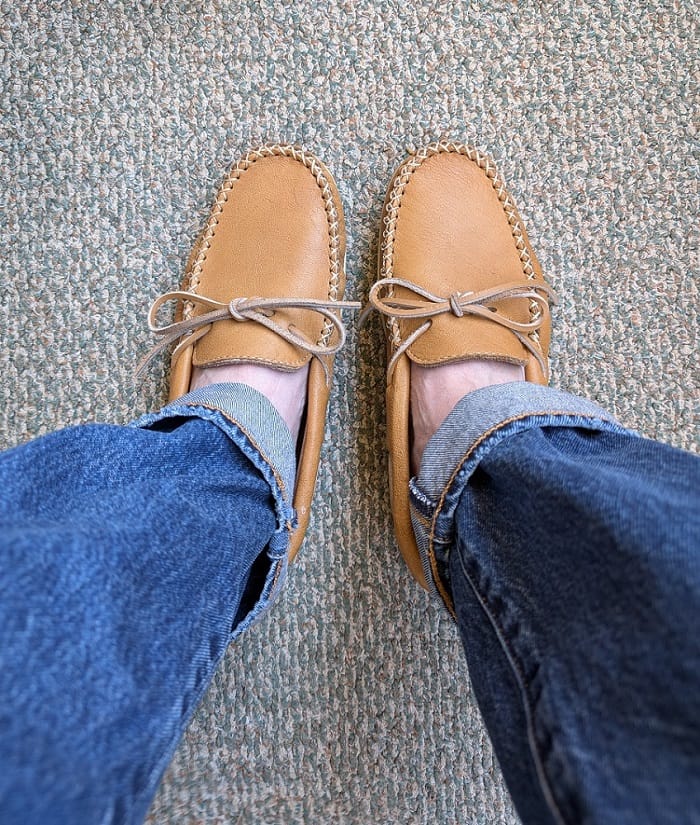 Customer photo review of Men's Rubber Sole Moose Hide Leather Moccasins