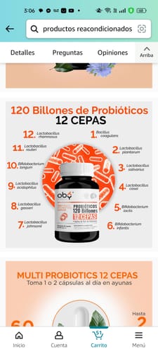 Customer photo review of Oby MULTI Probioticos 120 Billones 12 Cepas Diferentes + Prebioticos inulina raiz achicoria + Fibra