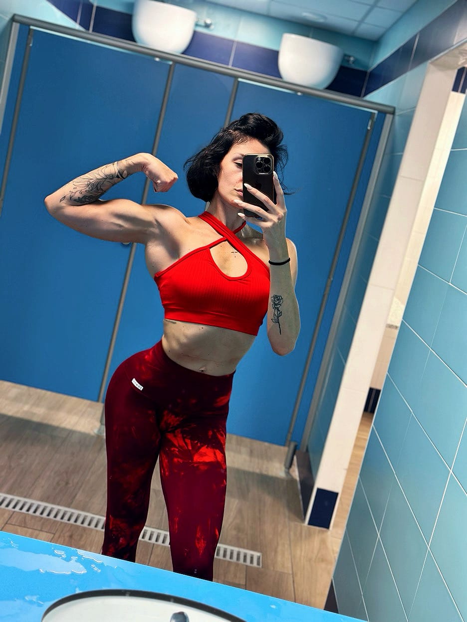 Customer photo review of Leggings Maltinto Rosso Inferno