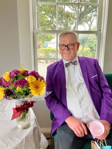 Customer photo review of Purple White Rhinestone Bowtie Men's Pre-tied Bowtie for Party