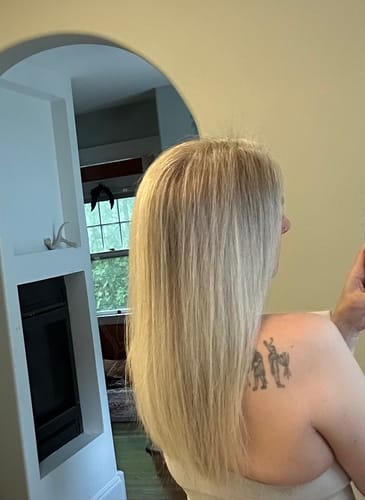 Customer photo review of at-home keratin treatment kit