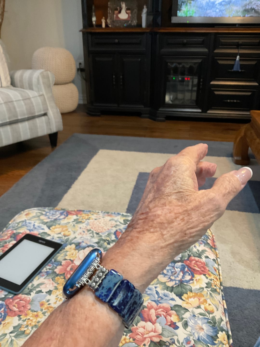 Customer photo review of Dark Navy Tibetan Jasper Stretch Apple Watch Strap