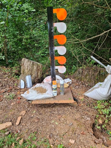Customer photo review of 6" x 3/8" AR500 Steel Target Dueling Tree Stand