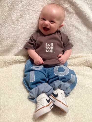 Customer photo review of Soll Kids Logo Tee - Charcoal