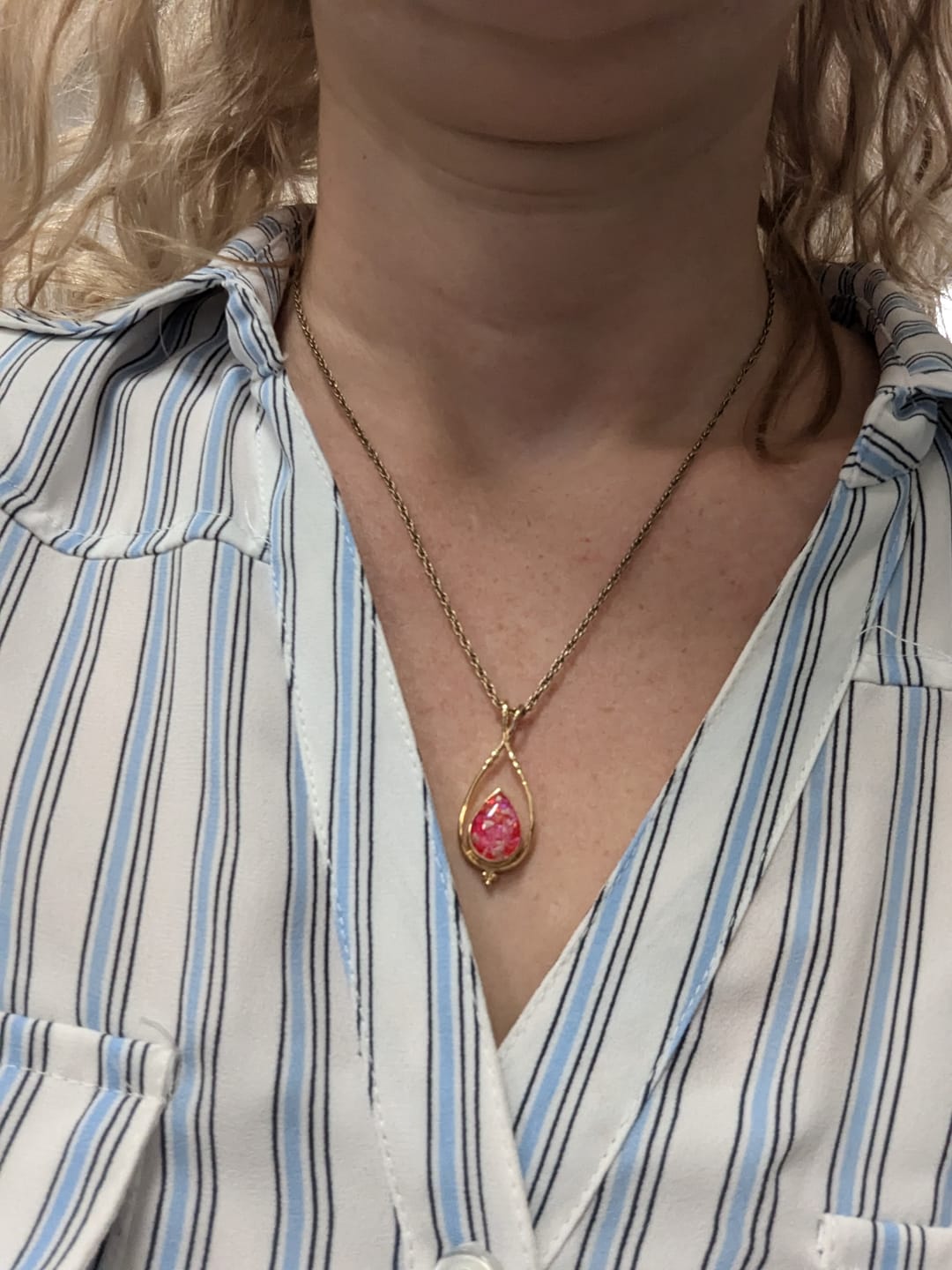 Customer photo review of Double Spade Memorial Pendant with Cremation Ashes