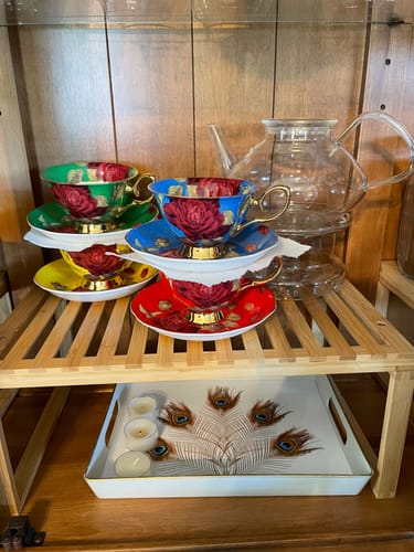 Customer photo review of Gold Green Stem Rose Bone China Tea Cup and Saucer