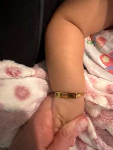 Customer photo review of Personalized Baby Name and Birthstone Bracelet