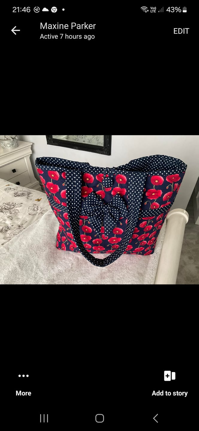 Customer photo review of Poppies Rose & Hubble Cotton Poplin Fabric