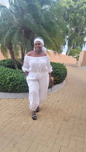 Customer photo review of Off Shoulders Linen Jumpsuit BOHEMY