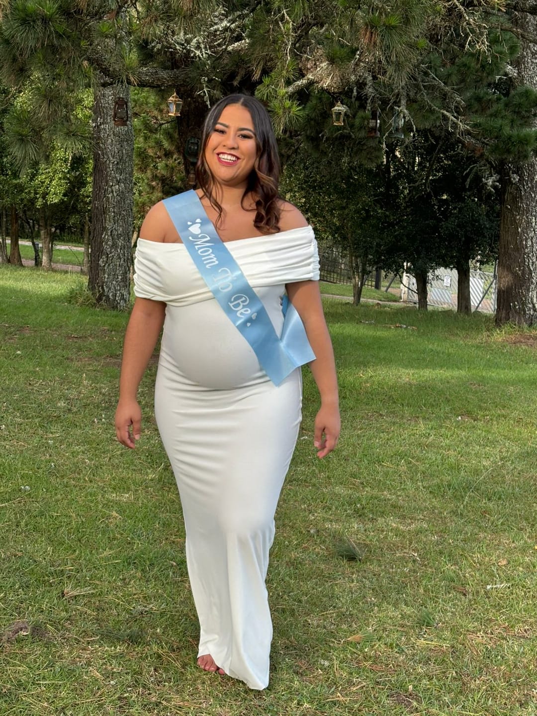 Customer photo review of Cream Off-shoulder Cocktail Dress
