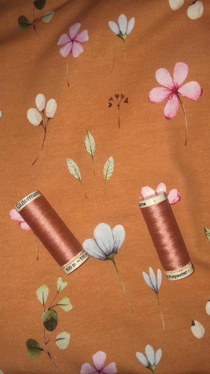 Customer photo review of Scattered Flowers Cotton Jersey Fabric