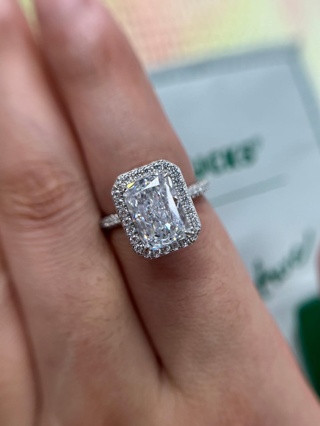 Customer photo review of S925 Noble Halo 3.5Ct Radiant Cut Engagement Ring Vintage Ring For Everyday Wear