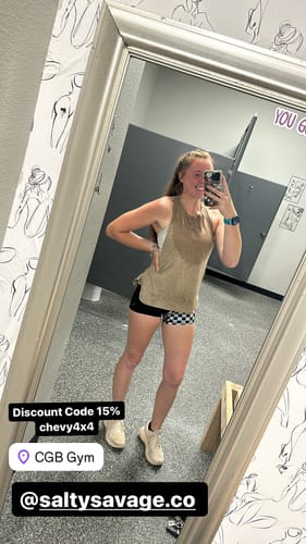 Customer photo review of Salty Savage Ladies High Rise Two Tone Training Shorts | Wet Suit Performance
