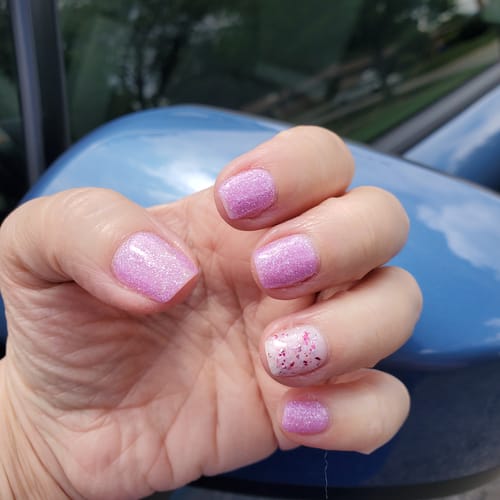 Customer photo review of D38 Keeli Purple Glitter Dip Powder