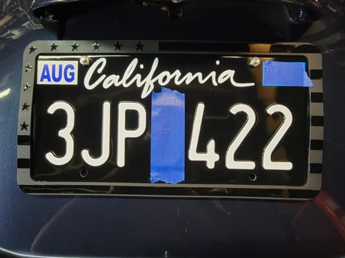 Customer photo review of 1994-2011 CALIFORNIA LICENSE PLATE - BLACK WITH WHITE TEXT 6"x12" (156.5mm x 305mm)