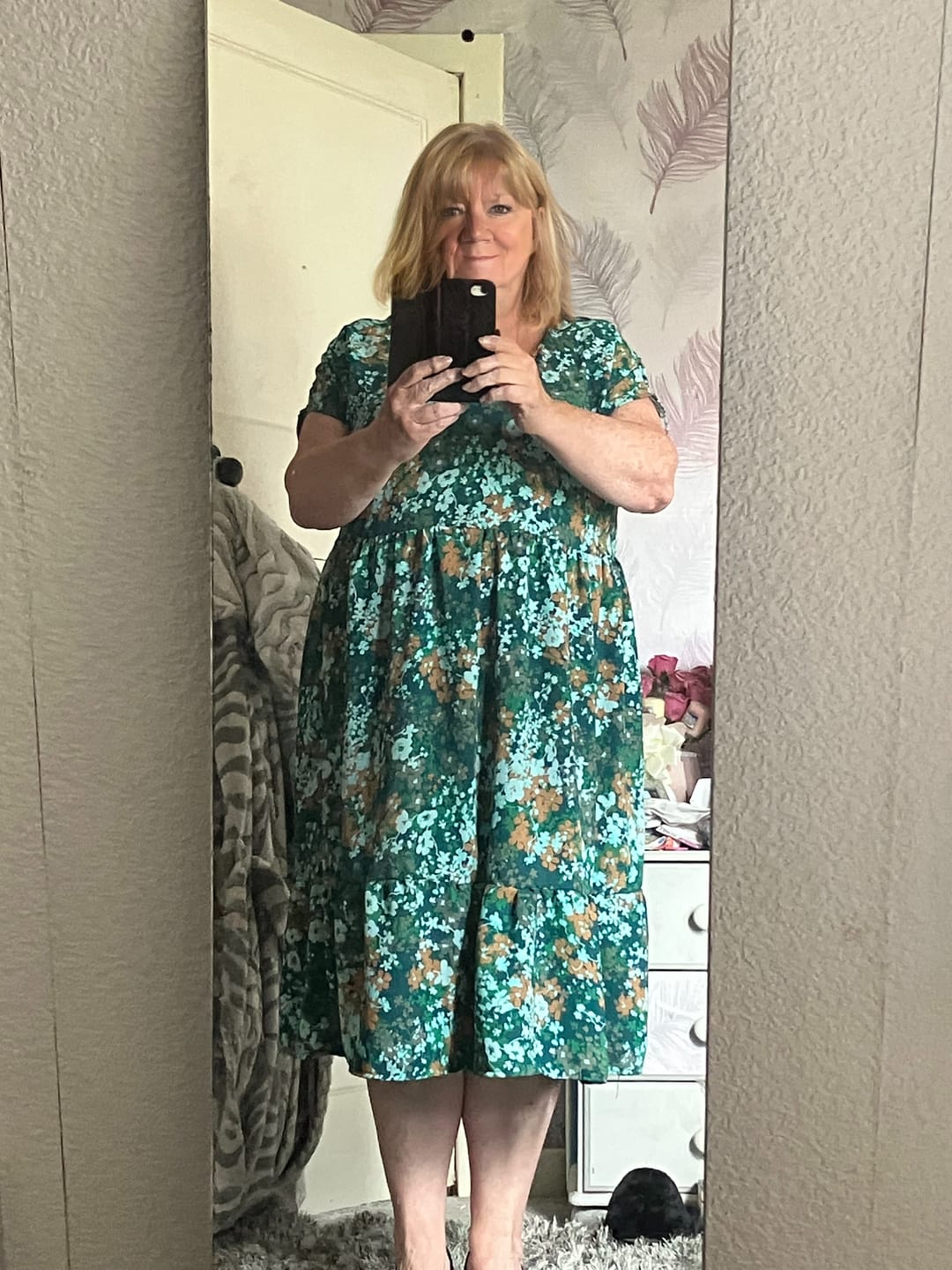Customer photo review of Blossoming Flowers Polyester Crepe Fabric