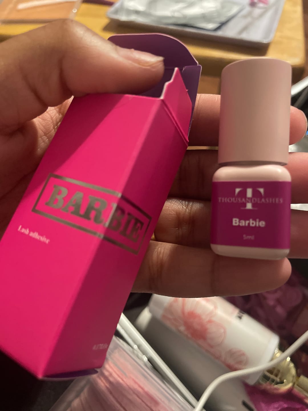 Customer photo review of EYELASH EXTENSION GLUE: BARBIE