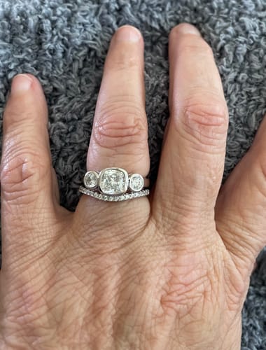 Customer photo review of 3-Stone 1.25ct Cushion CZ Ring in Sterling Silver