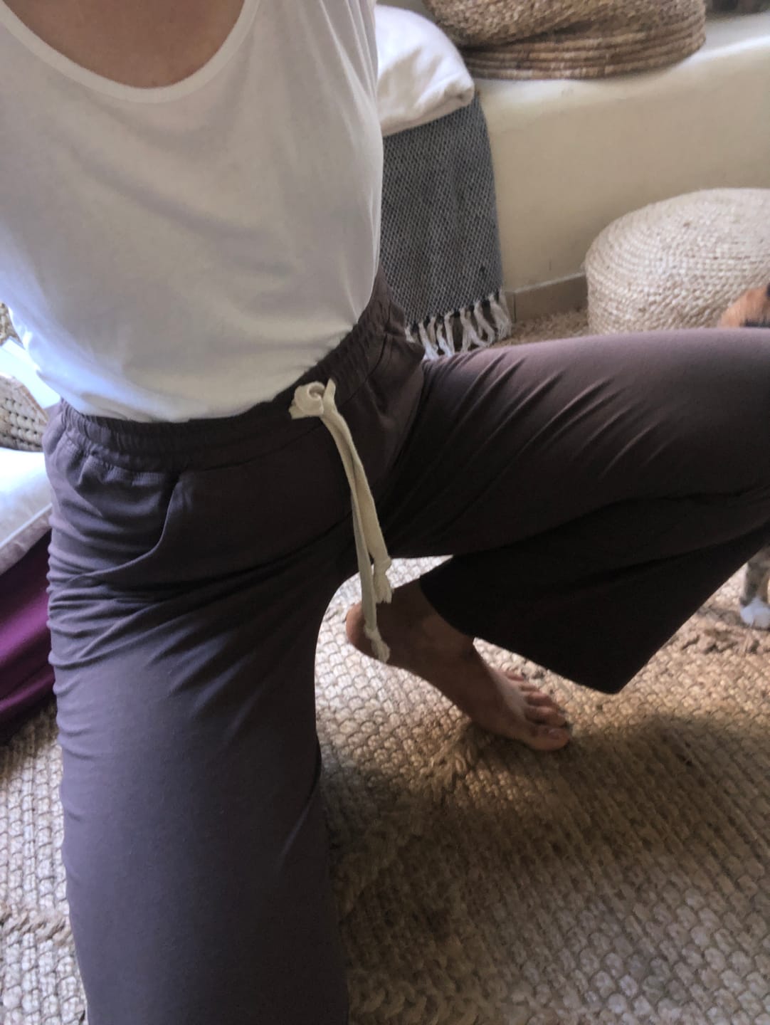 Customer photo review of Soft Modal Wide Leg Lounge Pants