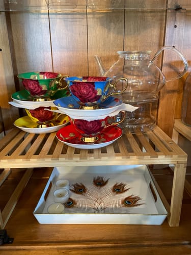 Customer photo review of Gold Red Stem Rose Bone China Tea Cup and Saucer