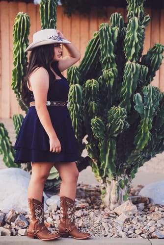 Customer photo review of La Sierra Women's Tang Floral Strapped Square Toe Boot