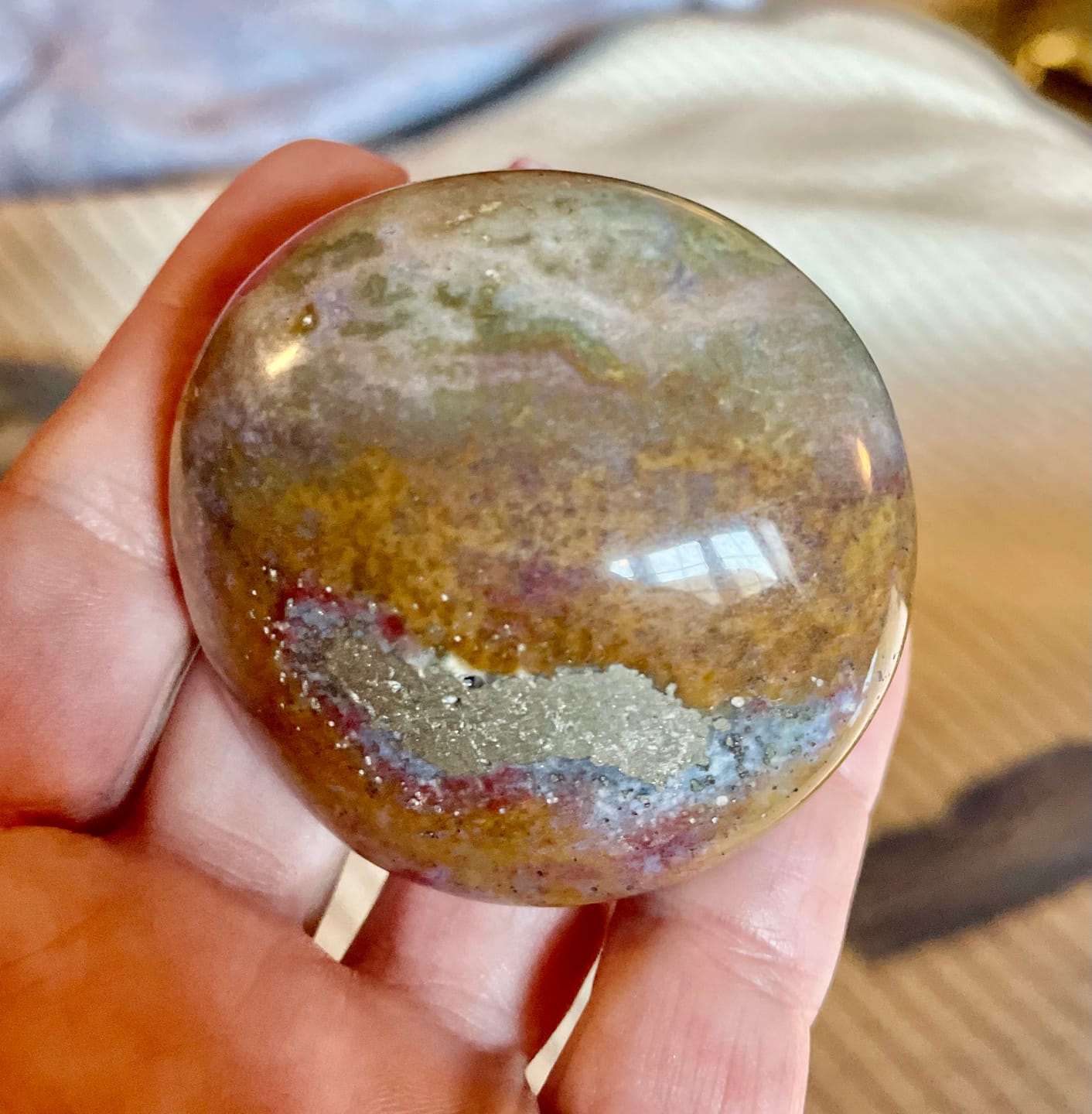 Customer photo review of Natural African Ocean Jasper Palm Stone