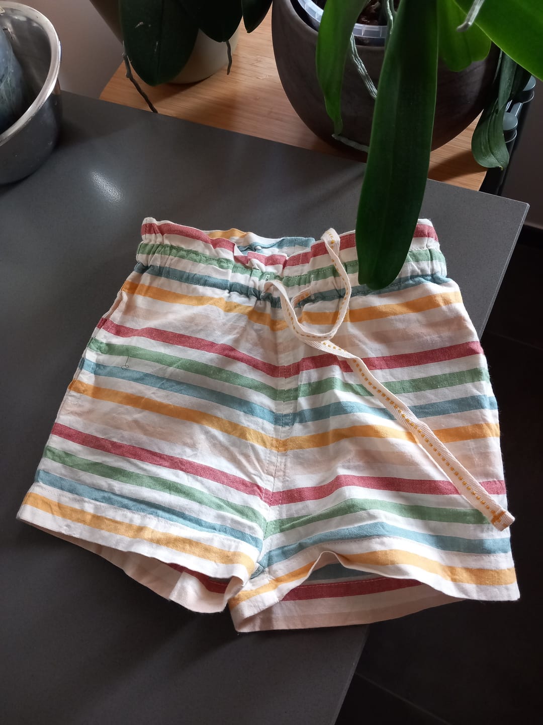Customer photo review of By The Sea Rainbow Striped Seersucker Shorts