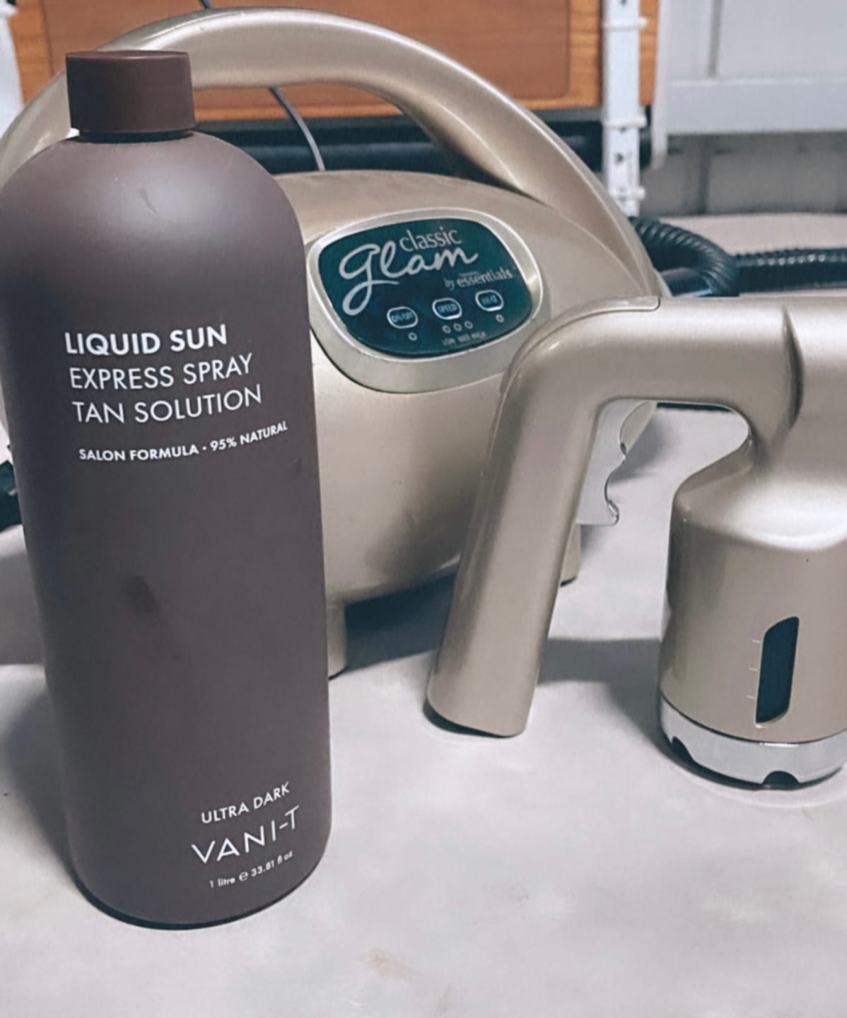 Customer photo review of Liquid Sun® Express Spray Tan Solution - Ultra Dark