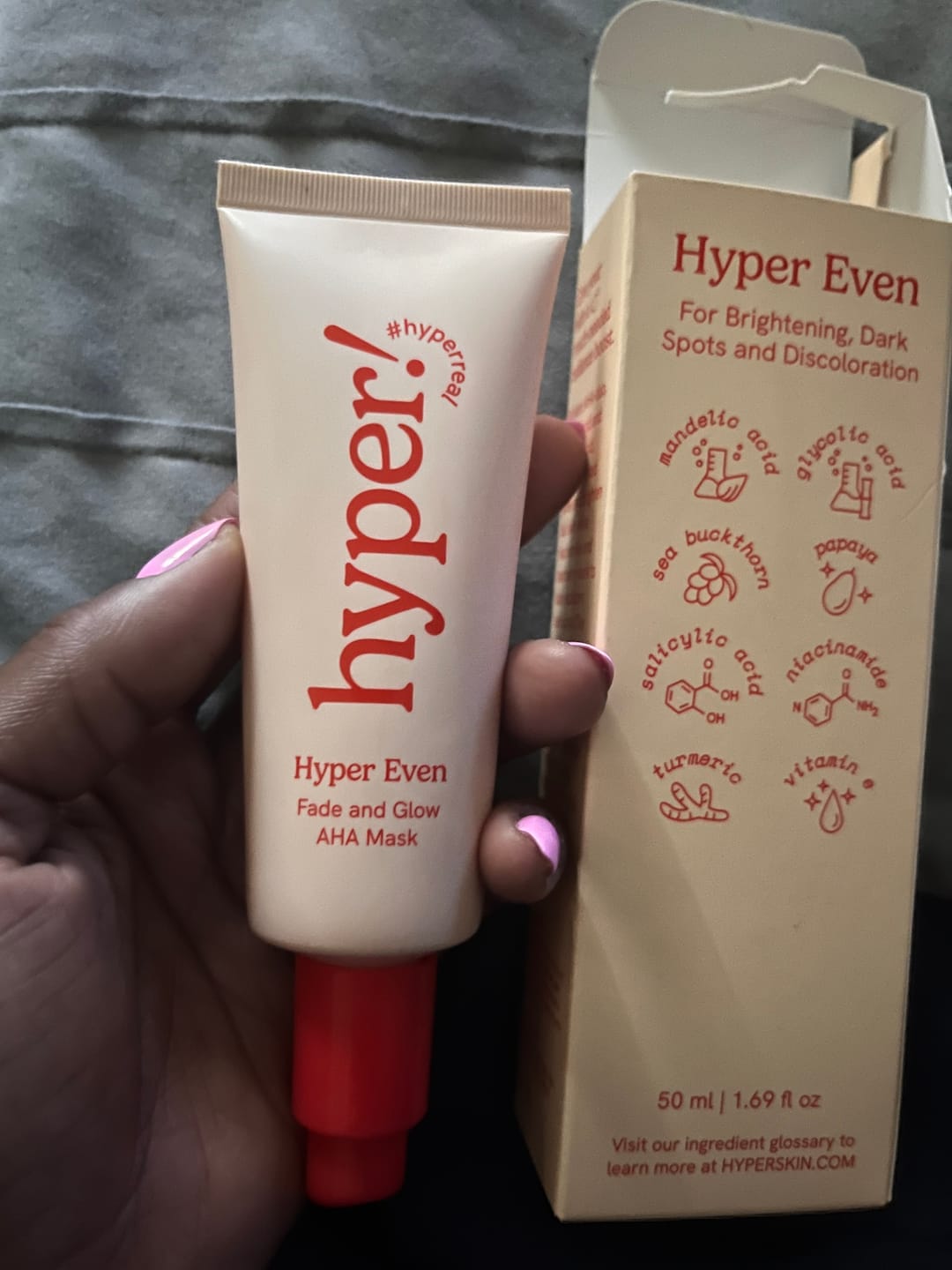 Customer photo review of Hyper Even Fade and Glow AHA Mask