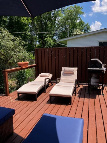 Customer photo review of HOMREST Pool Lounge Chairs for Outside, Wicker Pool Chaise Lounge Chairs with Wheels & Headpillow for Deck Poolside