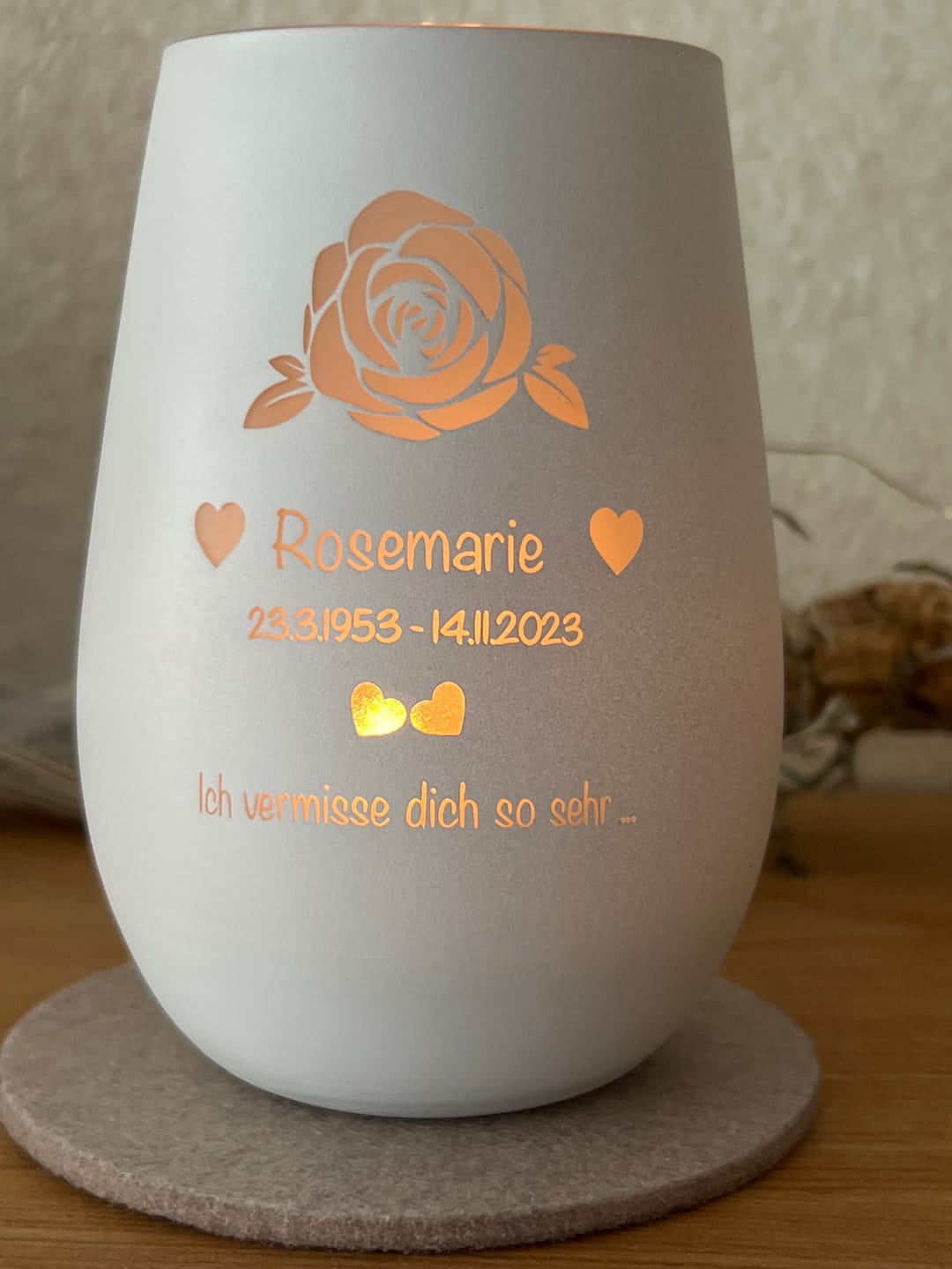 Customer photo review of Wir vermissen dich ... - Individuelles Trauerlicht