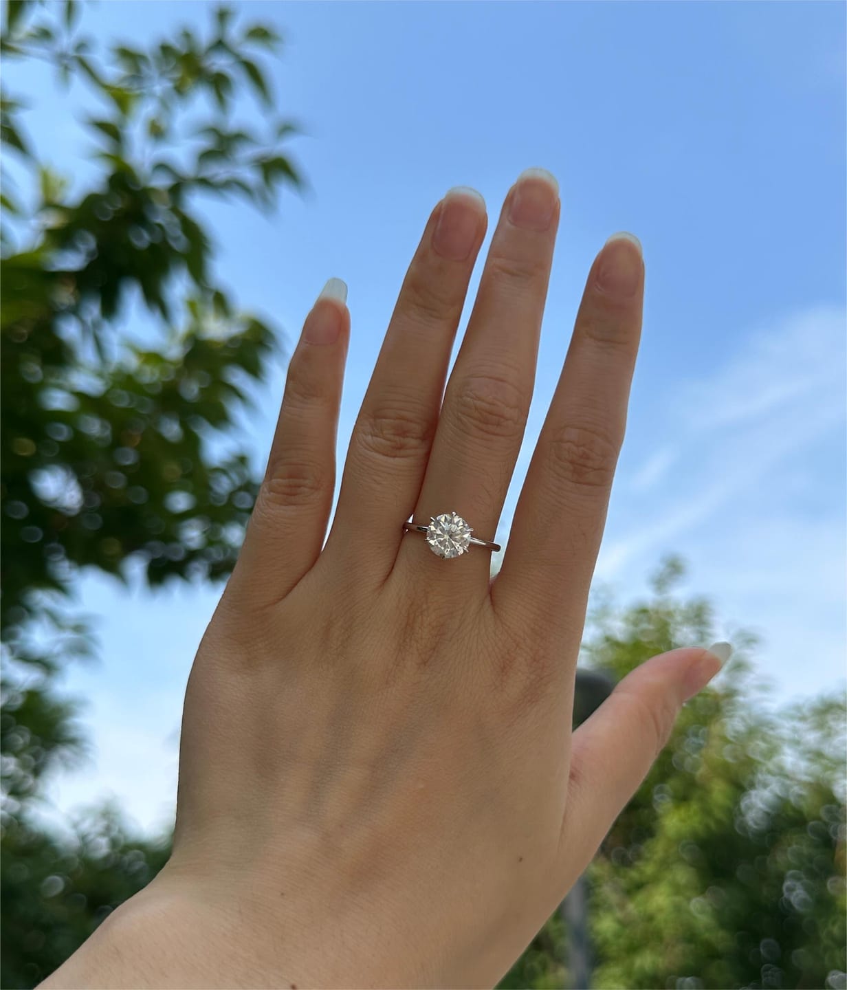 Customer photo review of Rodiffy Moissanite 2.0 Ct ~ 4.0 Ct Round Cut 6 Prong Engagement Ring For Women