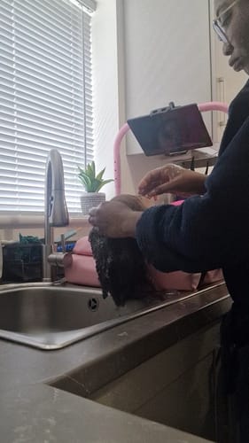 Customer photo review of Shampoo Mat Neck Pillow