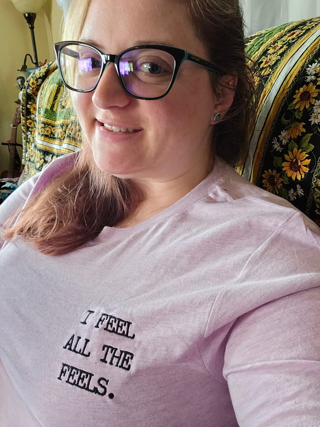 Customer photo review of I Feel All The Feels Embroidered T-Shirt