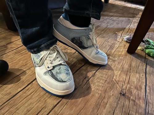 Customer photo review of Van Gogh Starry Night inspired sneakers