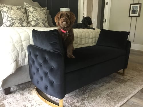 Customer photo review of Angelo Upholstered Flip Top Storage Bench