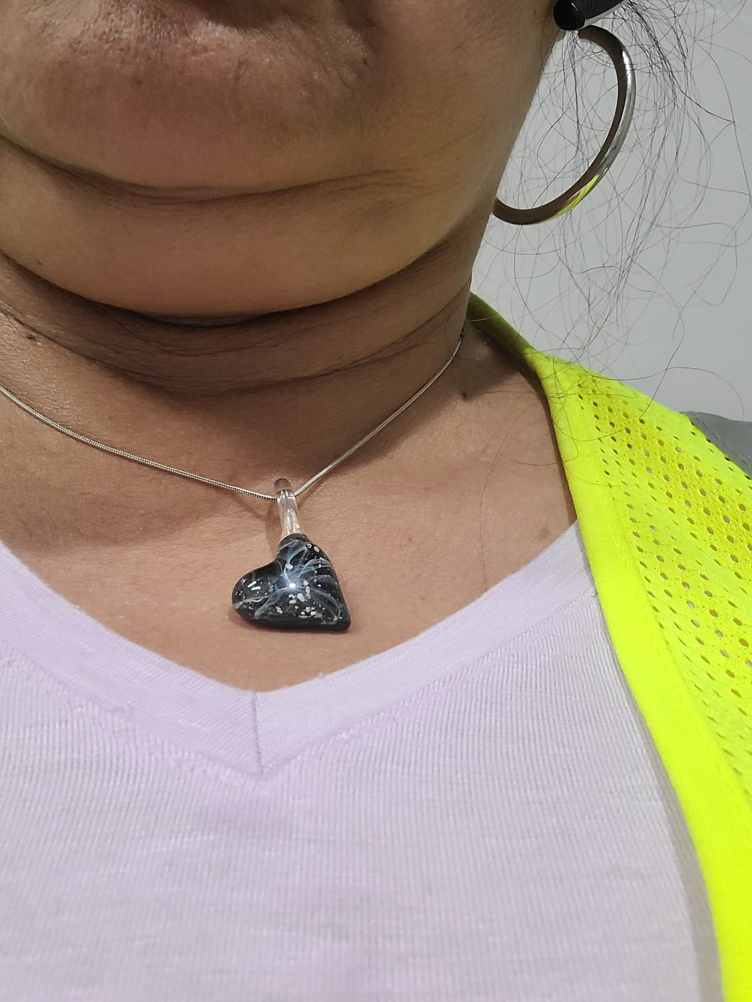 Customer photo review of Ghost Pendant with Infused Cremation Ashes