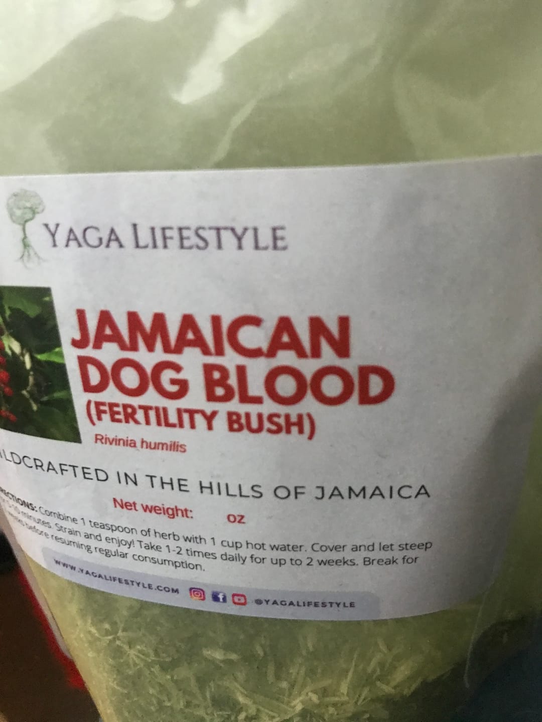 Customer photo review of Jamaican Dog Blood Bush | Fertility Herb | Rivinia Humilis