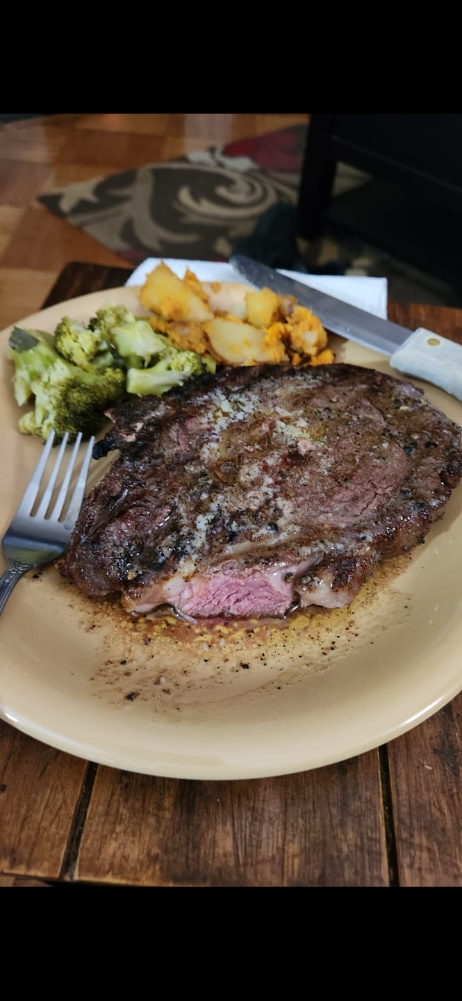 Customer photo review of 20oz RIBEYE STEAKS – BONE-IN, AMERICAN RAISED, FLAVOR-PACKED