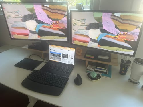 Customer photo review of Monitor Stand - Bamboo Desk Shelf