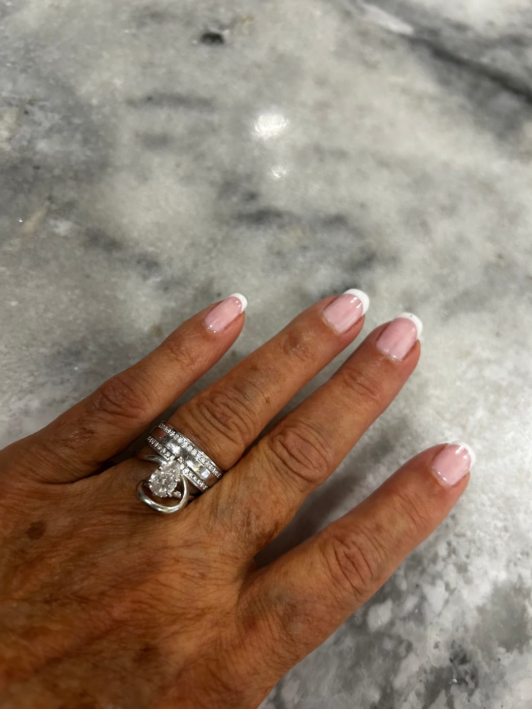 Customer photo review of Domed Double Row Moissanite Eternity Wedding Band
