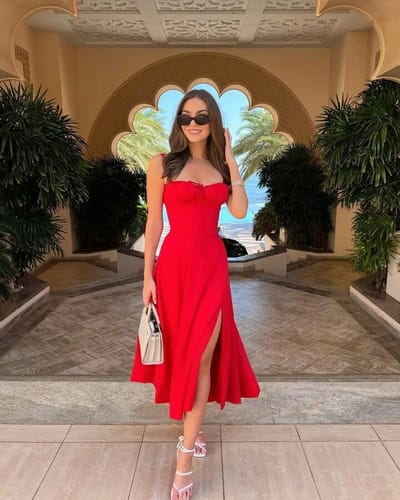 Customer photo review of Selena Corset Midi Dress